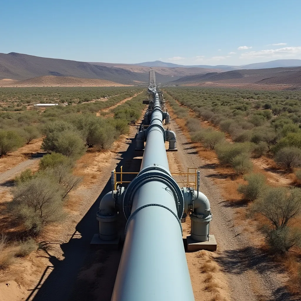 Vista panorámica de infraestructura de oleoductos en Argentina
