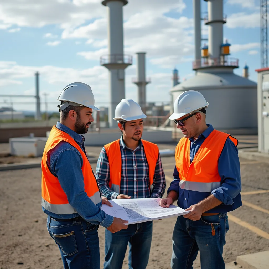 Ingenieros en campo supervisando un proyecto energético